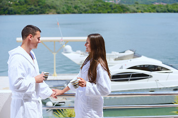 Image showing young couple on yacht