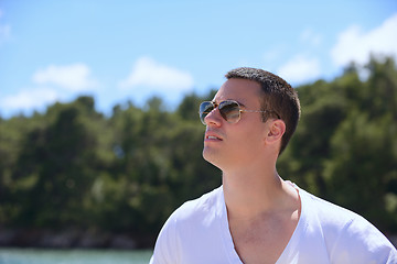 Image showing young man on yacht