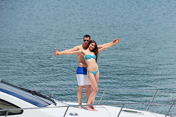 Image showing young couple on yacht