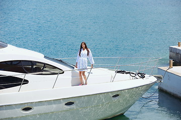 Image showing young couple on yacht