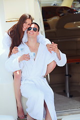 Image showing young couple on yacht