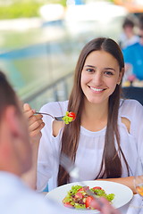 Image showing couple having lanch at beautiful restaurant