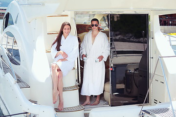 Image showing young couple on yacht