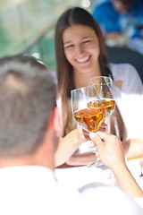 Image showing couple having lanch at beautiful restaurant