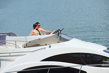 Image showing young couple on yacht