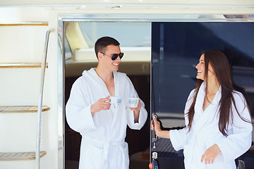 Image showing young couple on yacht