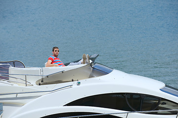 Image showing young man on yacht