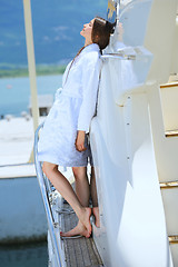Image showing woman on luxury yacht