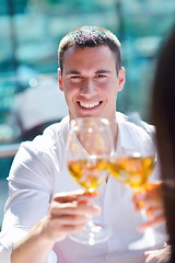 Image showing couple having lanch at beautiful restaurant