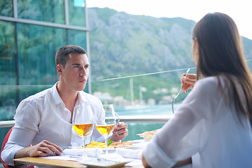 Image showing couple having lanch at beautiful restaurant