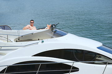 Image showing young man on yacht