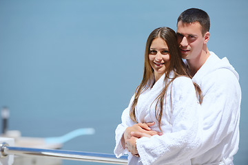 Image showing young couple on yacht