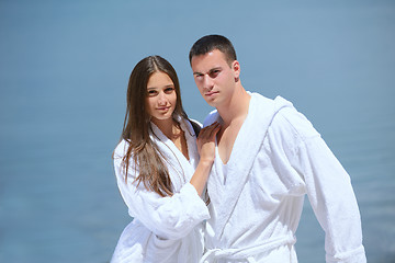 Image showing young couple on yacht