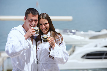 Image showing young couple on yacht