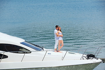 Image showing young couple on yacht