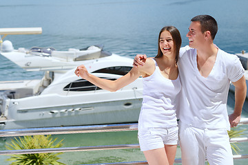 Image showing young couple on yacht