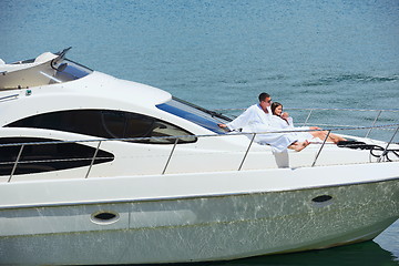 Image showing young couple on yacht