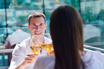 Image showing couple having lanch at beautiful restaurant