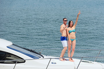 Image showing young couple on yacht