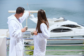 Image showing young couple on yacht