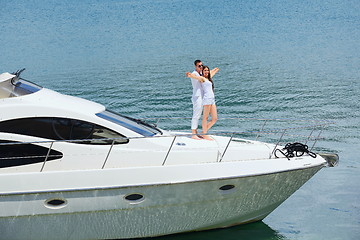 Image showing young couple on yacht