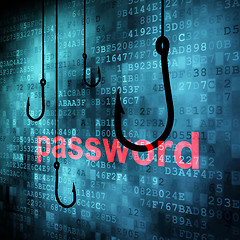 Image showing The word password hooked by fishing hook