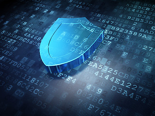 Image showing Security concept: blue shield on digital background