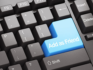 Image showing Black keyboard with blue Add As Friend button