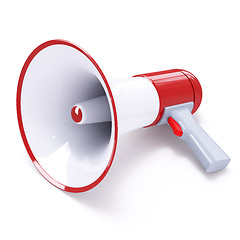 Image showing Red megaphone with red button