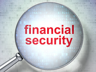 Image showing Magnifying optical glass with words financial security on digita