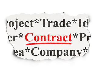 Image showing Torn newspaper with words Contract on  background