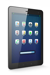 Image showing Beautiful black tablet pc on white background