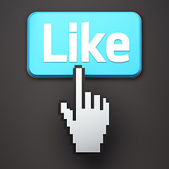 Image showing Hand-shaped mouse cursor press Like button