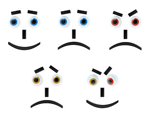 Image showing Set of five 3D-emoticons on white background