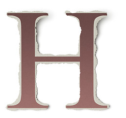 Image showing Numbers and letters collection, vintage alphabet based on newspaper cutouts. Letter H on torn paper
