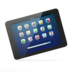 Image showing Beautiful black tablet pc on white background