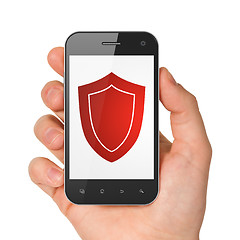 Image showing Protection concept: smartphone with Shield.