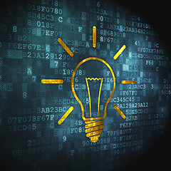 Image showing Finance concept: Light Bulb on digital background