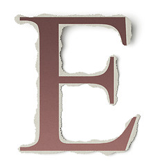 Image showing Numbers and letters collection, vintage alphabet based on newspaper cutouts. Letter E on torn paper