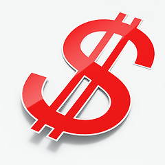 Image showing Red shiny paper dollar sign on white