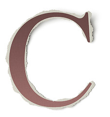 Image showing Numbers and letters collection, vintage alphabet based on newspaper cutouts. Letter C on torn paper