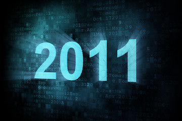 Image showing Timeline concept: pixeled word 2011 on digital screen