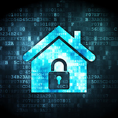 Image showing Security concept: home on digital background