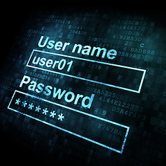 Image showing Security conceprt: Login form on digital sreen