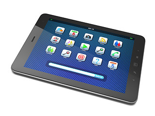 Image showing Beautiful black tablet pc on white background