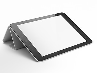Image showing Black abstract tablet computer (pc) on white background