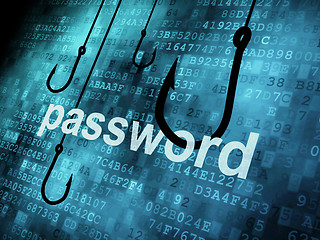 Image showing The word password hooked by fishing hook