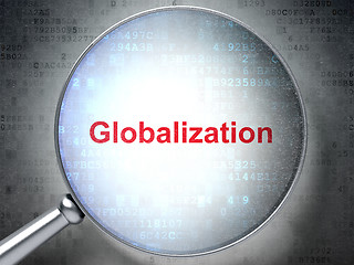 Image showing Magnifying optical glass with words Globalization on digital bac