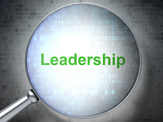 Image showing Business concept: optical glass with words Leadership