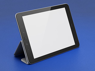 Image showing Black abstract tablet pc on white background